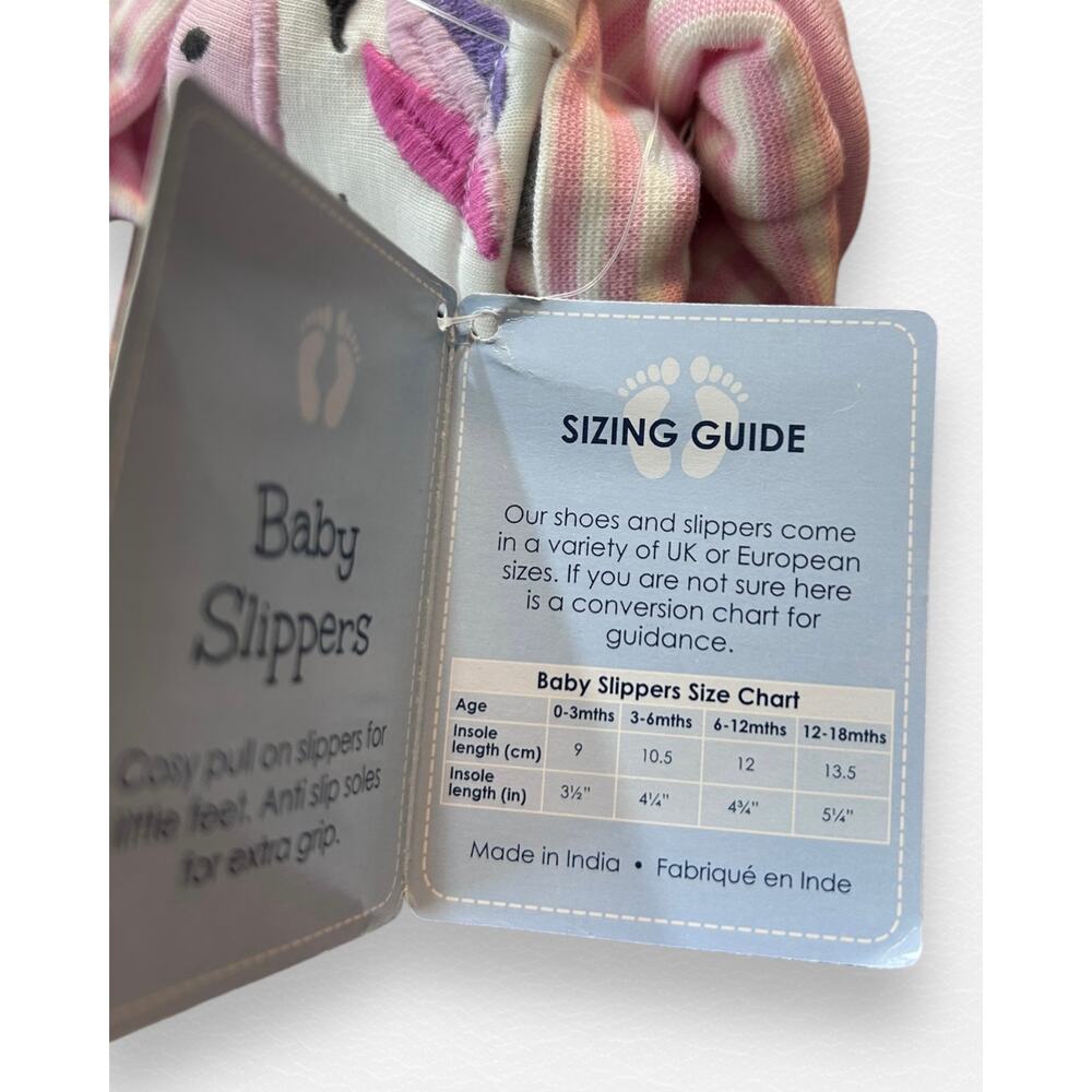NWT JoJo Maman Bébé Unicorn Baby Slippers, 3-6 Months - Picture 3 of 7